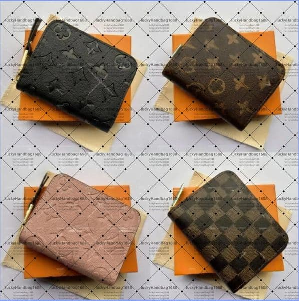 Top quality Fashion designer wallets luxury womens short purses embossed flower letters credit card holders ladies plaid money clutch bags with box and dustbag 12A