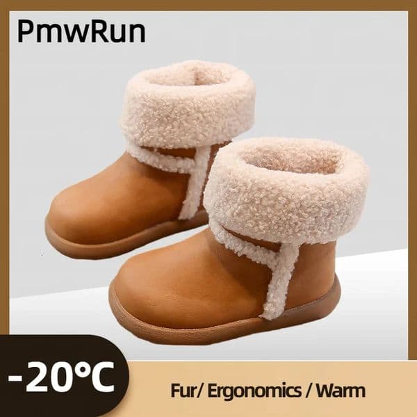 Faux Fur Winter Boots For Children Anti-slippery Teenager Boys Girls Plush Boots Thick Warm Kids Padded Cotton Shoes Boots 251125
