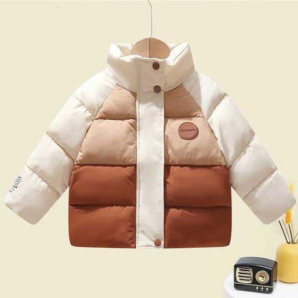 Baby Boys Down Cotton Jacket Autumn Winter Patchwork Thicken Keep Warm Stand Collar Outwear For 3-7 Years Kids Leisure Snowsuit Z251126