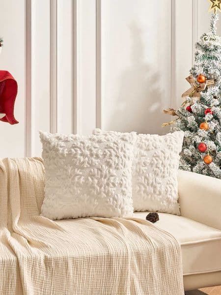 1pc Christmas Decorative Pillow Covers 16x16 Inch Set of 2 Soft Plush Faux Fur Jacquard Throw Pillows Pillowcases for Couch SofaW251126