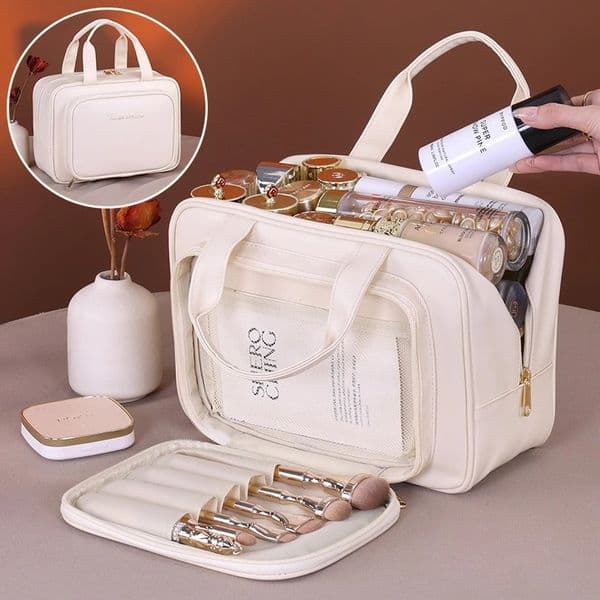PU Leather Cosmetic Bag For Women Multifunctional Portable Storage Makeup Bag Large Capacity Travel Toiletry Storage Bag 251126