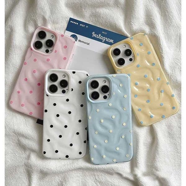Love Polka Dot Folds Texture Phone Cases For IPhone 15 16 Pro Max Case 13 14 Pro Soft Silicone Shockproof Fashionable Cover Case C251126 Z260522