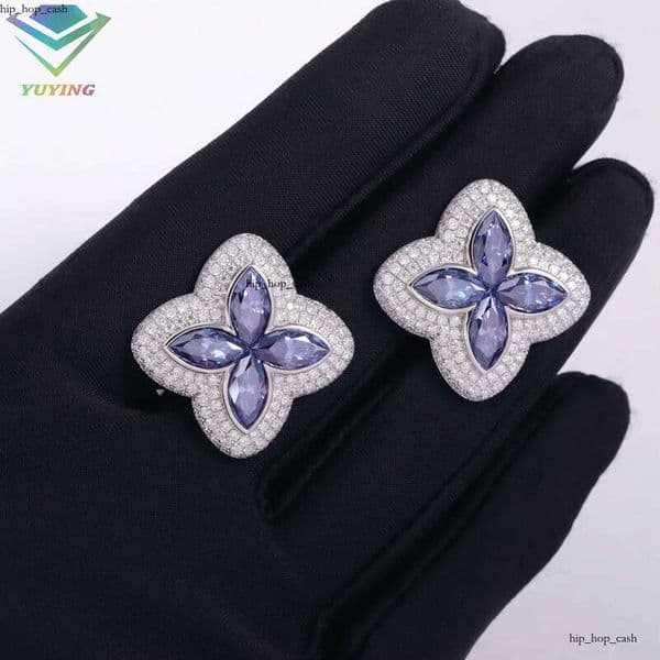 Exclusive 925 Sterling Silver Earrings for Women, Colorful Marquise VVS Moissanite Diamond Elegant Design C 71