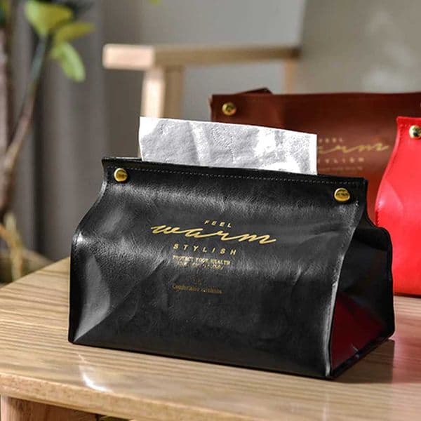 Simple Leather Tissue Case Napkin Holder Storage Container Car Tissue Box Solid color minimalist Home Living Room Decoration Y251126
