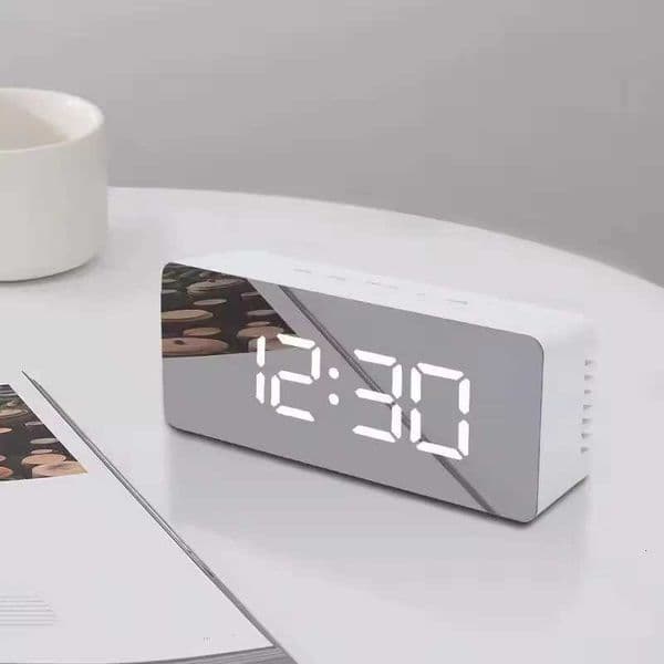 2026 1Pc White Digital LED Mirror Table Snooze Display Time Night Light Desktop USB Alarm Home Decor Desk Clock C251126 Free Shipping