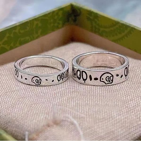 Designer Band Classic Letter Heart Charm Silver Plated Skull Flower Rings For Women Mens Party Punk Fashion Jewelry Love Gift B84