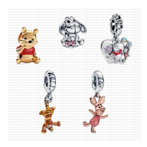 New charm Sets designer Jewelry 925 Sterling Silver Winnies the Poohs Charm Collection Set Opalescent beads Fit Bracelet Necklace For Women luxury Christmas Gifts