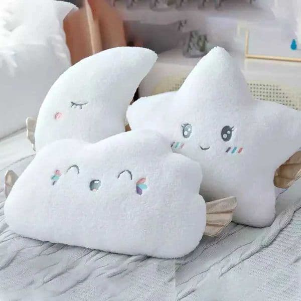 New White Cloud Moon Star Plush Pillow White Cloud Soft Cushion Bed Head Oad Decoration Angel Plush Doll toys Girl GiftW251126