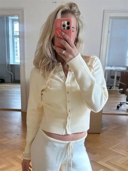 Tossy Casual Knit Cardigan Top For Women Long Sleeve Ribbed Patchwork Slim Elegant Loose Cropped Top Female Knitwear Cardigan 251126