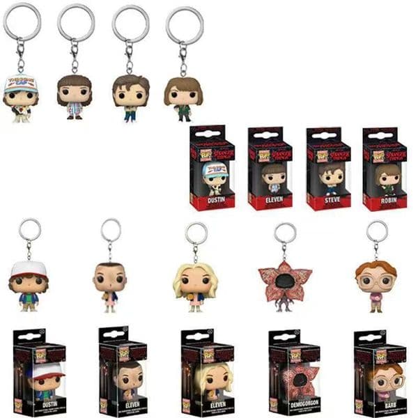 Pop Pocket Pop Keychain Stranger Things Eleven Robin Barb Steve Dustin Key Ring Chain Model Toy Adults Children Gift Toys A0076