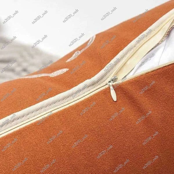 Designer Orange Rectangular Cushion Cover Solid Color Embroidered Pattern Pillowcase Comfortable Living Room Sofa Pillow Cover