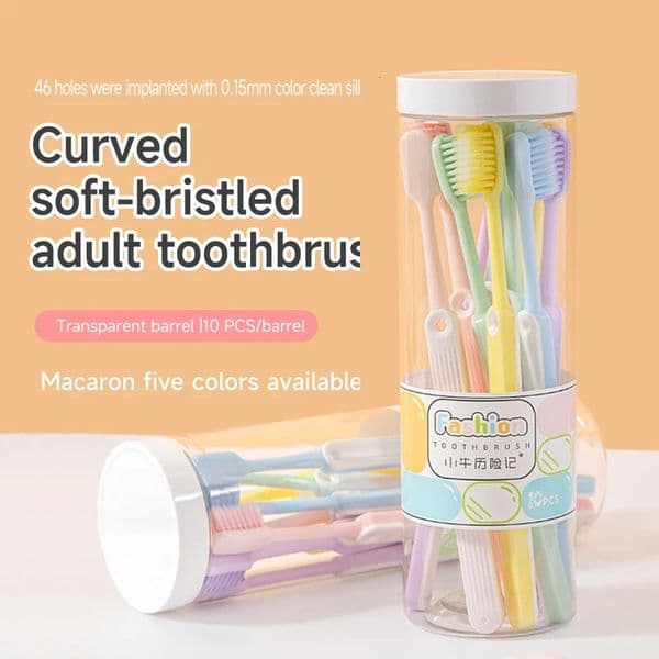 10 packs of 5-color ultra soft bristle toothbrushes with soft rubber anti slip handles suitable for students teenagers and women 250423