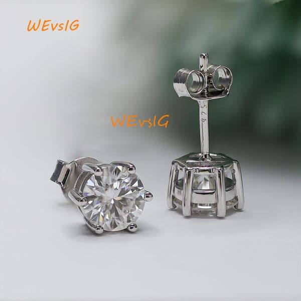 Paston Jewelry Live Show Benefit Product Wholesale 925 Silver Moissanite 1ct 2ct 3ct 4ct Round Earrings Studs Ready to Ship