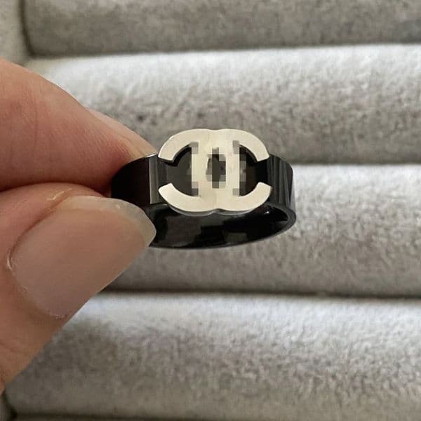 Silver Color Luxury Designer Ring Black Titanium Steel Classic Ring Simple 3D Letter Fashion Rings For Women Lady Wholesale