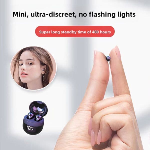 Mini Wireless Bluetooth Earbuds, In-Ear Sleep Headphones, True Stereo, Noise Cancelling, Hands-Free Calls, Compatible with Smartphones