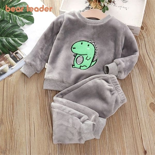 Bear Leader Girls Clothing Sets Winter Flannel Homewear Set Childrens Pajamas Boys and Girls Thick Coral Velvet Two-piece Set251120wwBJ