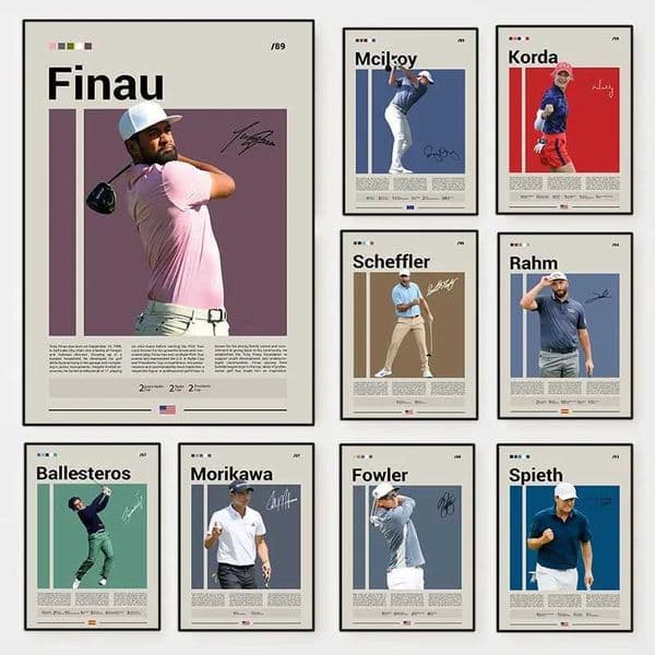 Golf Players Poster Pro Golfer PGA Tour Champion Swing Motion Canvas Painting Wall Art for Living Room Home Decor Fans Gift Y251126