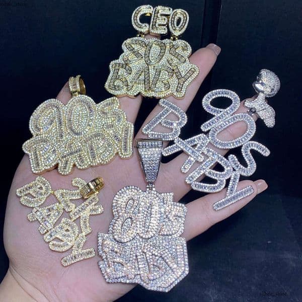 80s 90s 2k GRA Baby Hip Hop Men's VVS Moissanite Pendant Necklace Factory High Quality