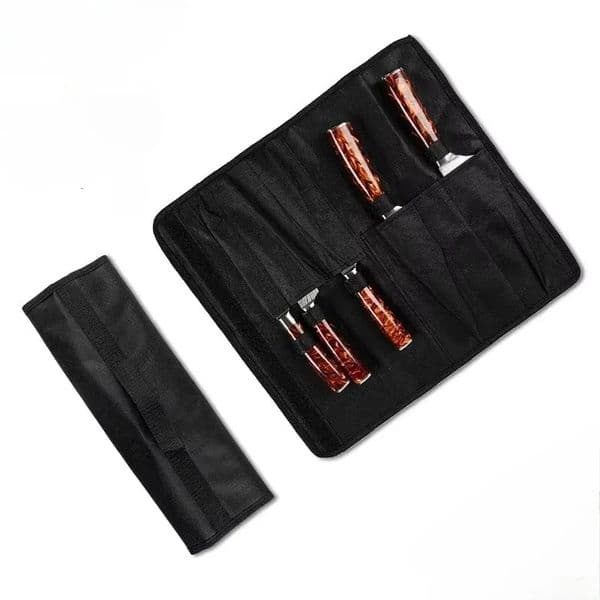 Black Chef Knife Roll - 5-Pocket Oxford Knife Bag for Kitchen/Cooking Portable Durable Knife Storage Case with Carry Handle 251126BJ