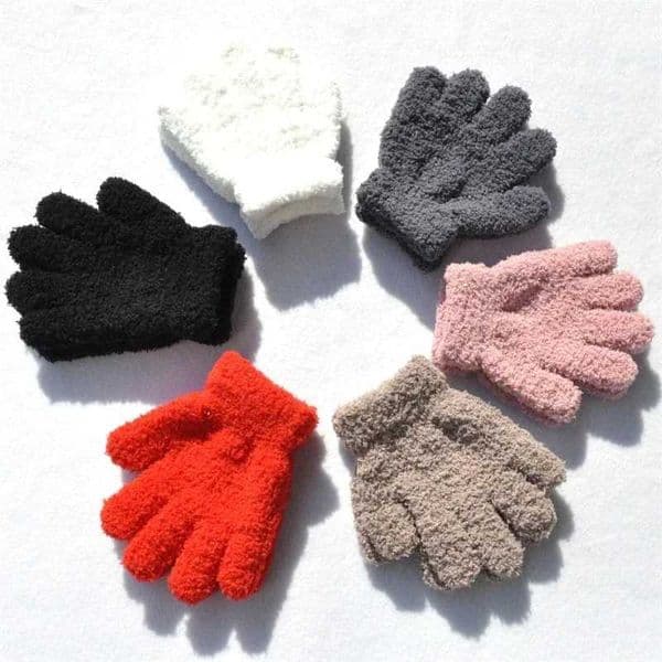New 1-4Y Kids Gloves Winter Baby Plush Coral Gloves Toddler Full Fingers Cute Mittens Warm Windproof Glove For Boys GirlsW251126