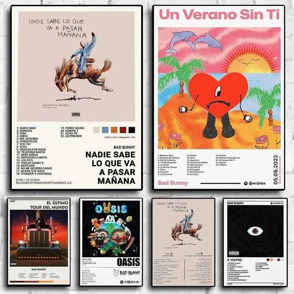 Pop Rapper Music Album Cover Bad Bunny Neues Poster Aesthetic Hip Hop Rock Un Verano Sin Ti Band Canva Print Wall Art Room Decor Y251126