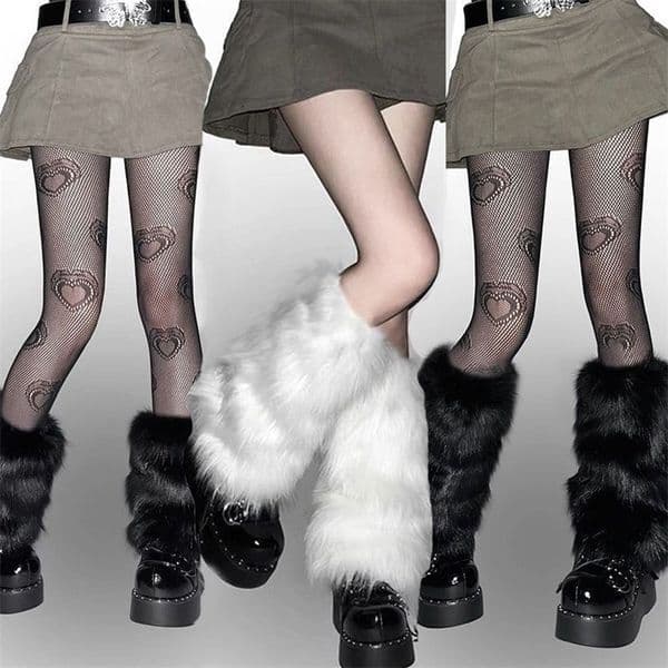 1/2Pairs Artificial Fur Plush Leg Warmers Women Autumn Winter Thermal Long Socks Girls Fashion Japanese Knee-length Stockings251120ww