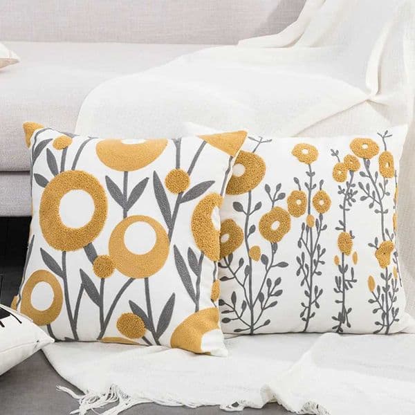 1pc Boho Floral Tufted Decorative Throw Pillow Cover EmbroideredCotton Cushion Cover for CouchHome Decor StylishW251127
