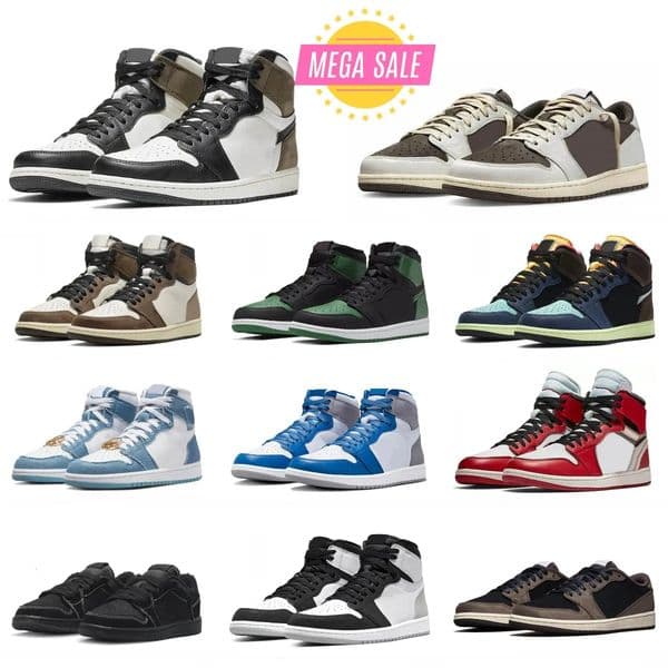 Trainers 1 Sports Basketball Shoes Men Women High Low Reverse True Turbo Blue Pine Lucky Green Tennis DARK Mocha Chicago OG Bio Hack Denim Pine Green Outdoor Sneakers