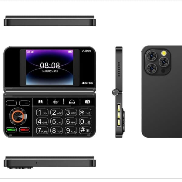 crossborder new button v899 rollover folding mobile phone nonintelligent 2g foreign language machine