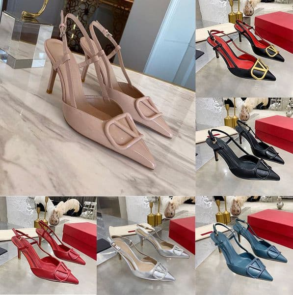 High Heels Designer Dress Shoes heel 4cm 6cm 8cm 10cm Womens Sandals Luxury Flat Slides Ladies Sandal Party Wedding Leather Women Shoes 35-43