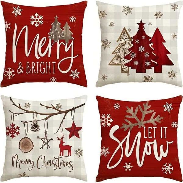 Christmas Pillowcases Merry Bright Let It Snow Decor with Tree and Snowflake Designs Sofa room cushion cover home decorationW251127