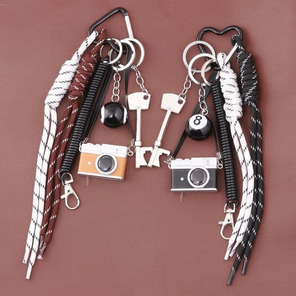 Cute Camera Key Black Eight Bag Keychain DIY Fashion Bag Charm Keychain For Women Bag Charm Cute Accessories Jewelry Gifts 251124