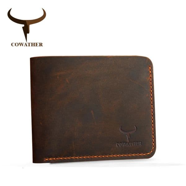 COWATHER Crazy horse leather men wallets Vintage genuine leather wallet for men cowboy top leather thin to put 251124