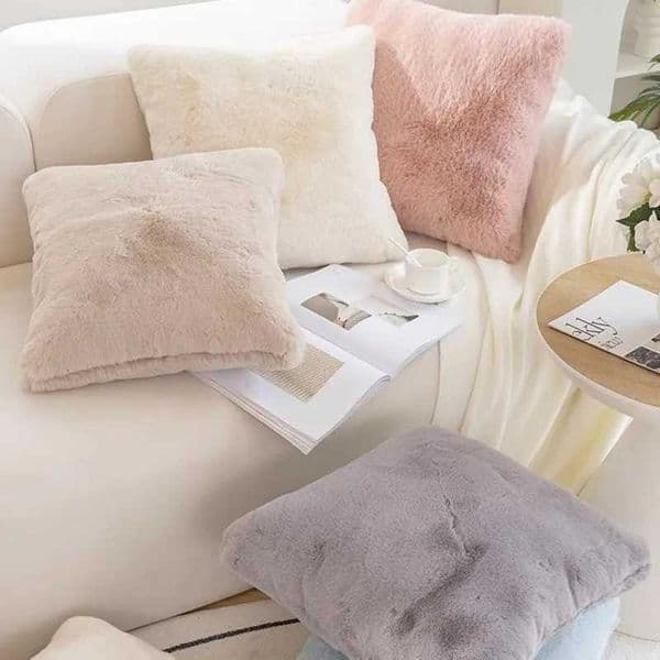 45x45cm Ultra Soft Faux Rabbit Fur Throw Pillows Case Warm Plush Decorative Throw Pillow Cover Cushion Case Pillowcases JAF116W251127