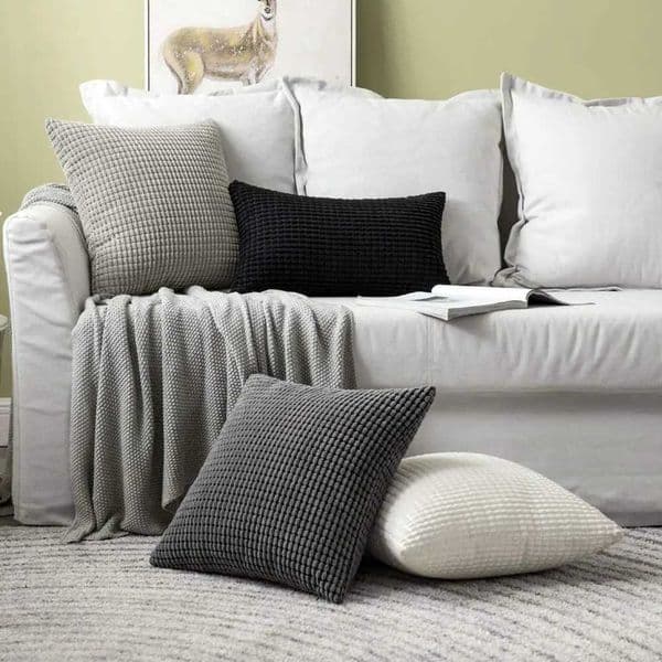 European and American style corduroy large corn grain striped plush cushion cover 40/50/60/65/70cm solid home sofa pillowcaseW251127
