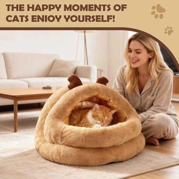 Christmas Pet House Cold Weather Animals Furniture Christmas Reindeer Shape Cat House For Small Medium Large Breeds Living RoomM251127