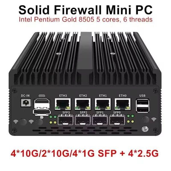 Aittact Mini Firewall PC 13th Gen Intel i5/i7 10G SFP 4x25GbE DDR5 5G SIM for OPNsense Industrial Router