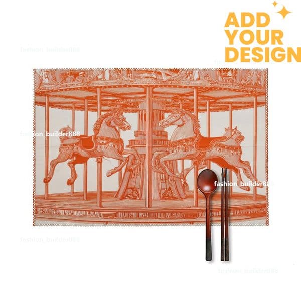 Custom H Waterproof and wipeable Horse Luxury Placemats Set of 6 12x18 Inch Holiday Table Mats for Party Kitchen Dining Decoration H50