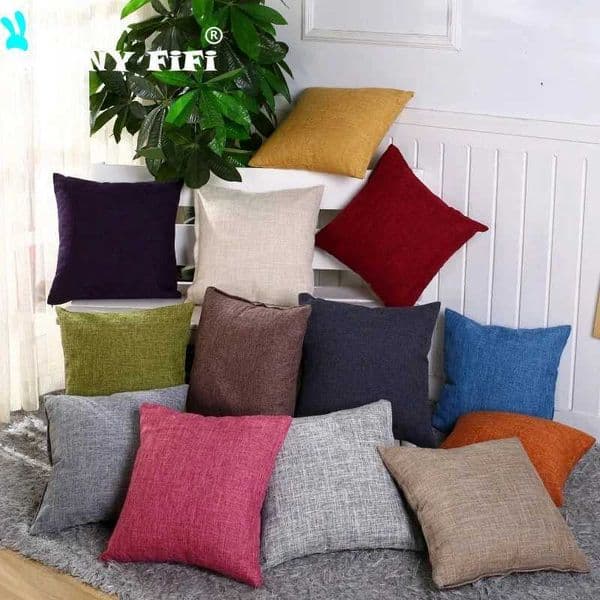 Home Cotton and Linen Cushion Cover 45x45CM Solid Color Yellow Gray Blue Green Orange White Decorative Pillows CaseW251127