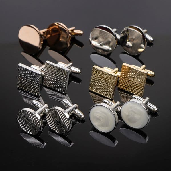Classic Square Round Mens Cufflinks High Quality Black Gold Silver Color Glossy Suit Cuff Links Wedding Party Shirts Accessories 250427