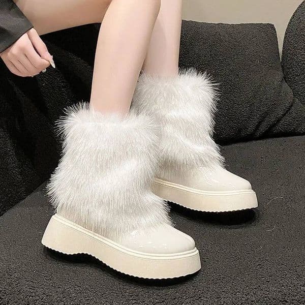 Ddmysports Round Toe Platform Women S Snow Boots Winter Furry Ladies Shoes New In Comfortable And Elegant Goth Y K Novelty Hot Booties Outdoor Shoes