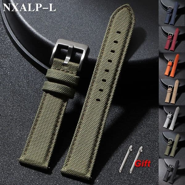 Quality Sailcloth Leather Watch Strap 20mm 22mm for Fabric Nylon Watchband Qucik Release Wristband Accessories 251126