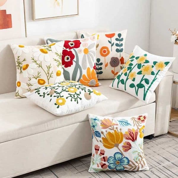 LANMOLIFE Pure Cotton Embroidery Office Cushion Pillowcase Car Cushion Cover45X45CM Lumbar Pillowcase Sofa PillowcaseW251127