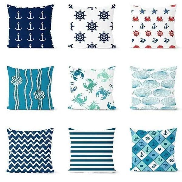 Home Decor Nautical Pattern Anchor Crab Shell Pillow Cover Pattern Cushion Covers for Sofa Bedroom Car Pillow CoversW251127