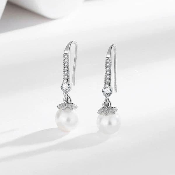 925 Sterling Silver Drop Earrings Inlaid With AA Zircon Pearls Earrings Party Wedding Jewelry Accessories 251126