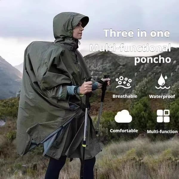 Three in one multifunctional cloak raincoat for cycling outdoor hiking fishing waterproof cloak breathable adult tac 250421BJ