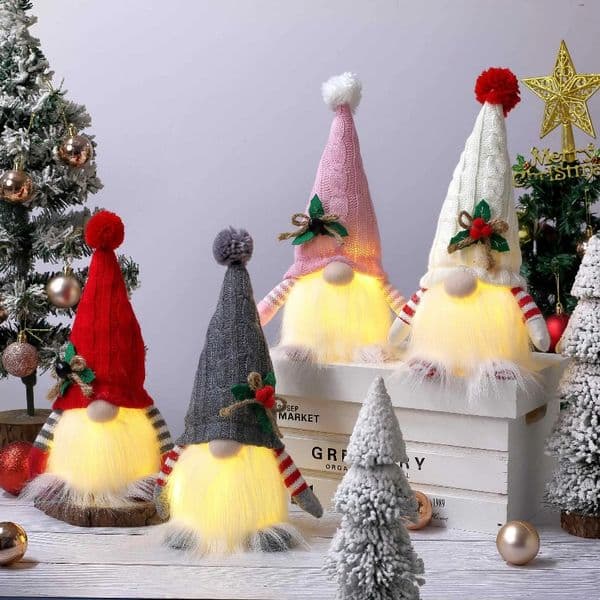 Christmas decorations with lights knitted hats glowing dolls Rudolf dolls creative ornaments gifts Z 11.3-10