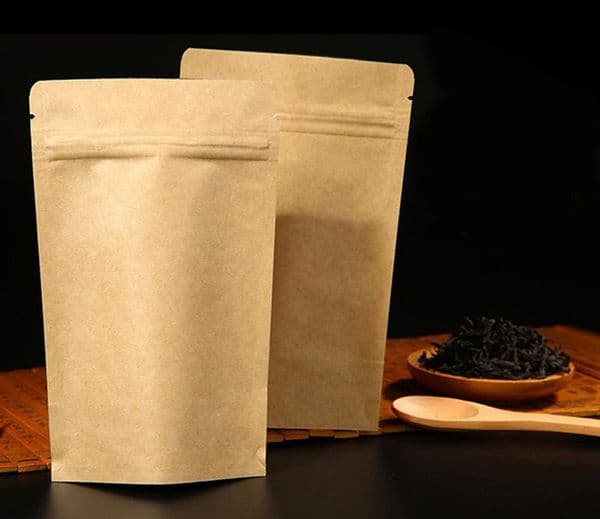 15cm*22cm Zipper Storage Bags Brown Stand Up Kraft Paper Bags Aluminum Foil Packaging Bag