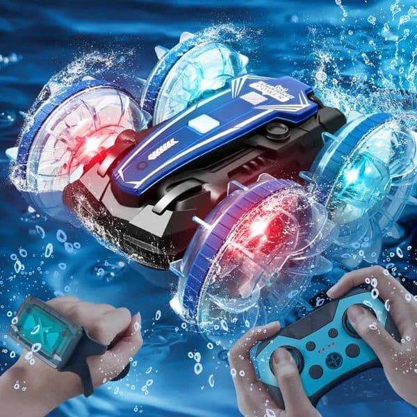 Amphibious RC car waterproof stunt car double side flip drift drive 360 rotation rc cars Kids toy For Outdoor Swimming Pool Y251127