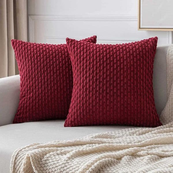 Christmas Red Corduroy Soft Soild Cushion Cover Decorative Square Throw Pillow Covers Cushion Case Pillowcases for Home Sofa BedW251127